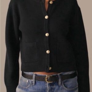 JCrew Black Button-Up Women's Emilie Sweater Lady Jacket